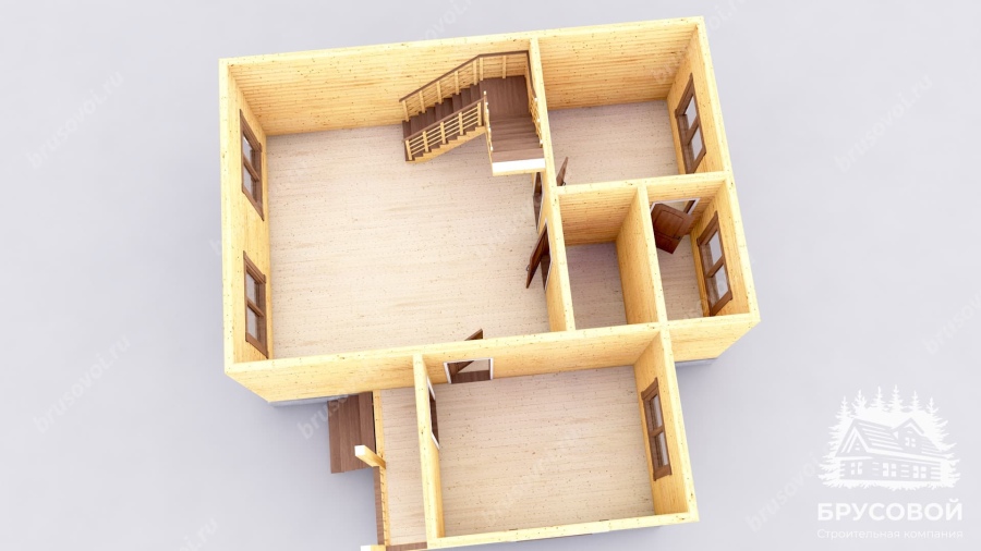 3d План первого этажа проект БРУСОВОЙ №-124