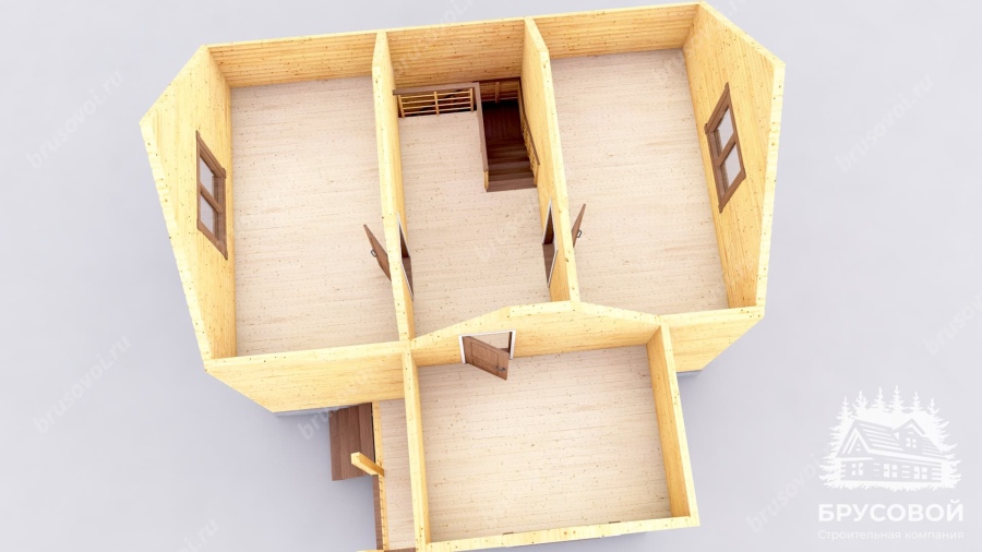 3d План второго этажа проект БРУСОВОЙ №-124