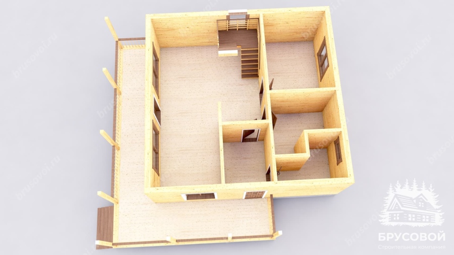 3d План первого этажа проект БРУСОВОЙ №-125