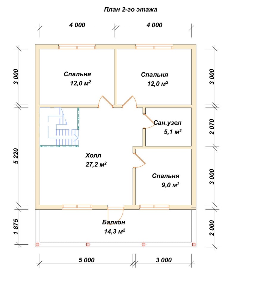 План второго этажа проект БРУСОВОЙ №-125
