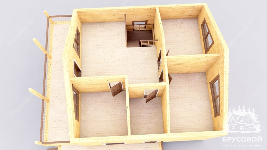 3d План второго этажа проект БРУСОВОЙ №-125