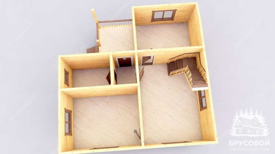 3d План первого этажа проект БРУСОВОЙ №-126