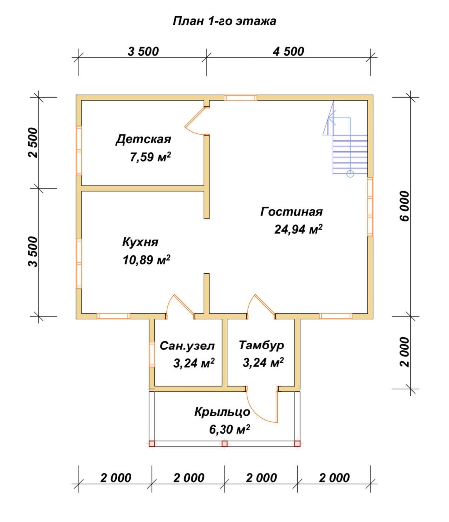 План первого этажа проект БРУСОВОЙ №-129