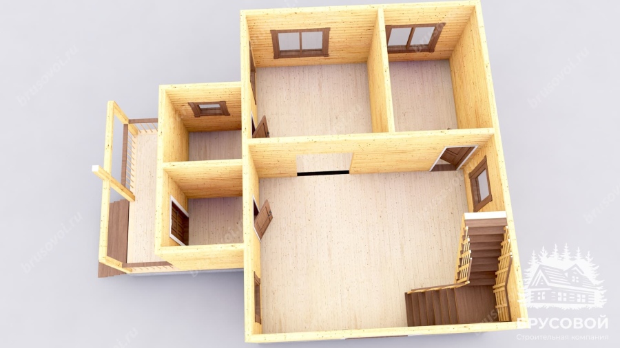 3d План первого этажа проект БРУСОВОЙ №-129