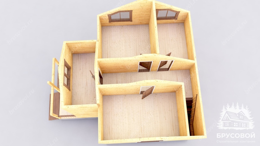 3d План второго этажа проект БРУСОВОЙ №-129