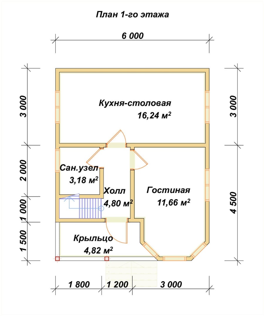 План первого этажа проект БРУСОВОЙ №-13