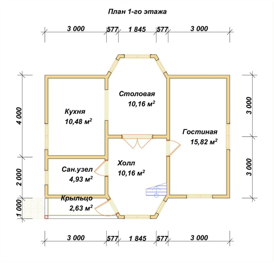 План первого этажа проект БРУСОВОЙ №-130