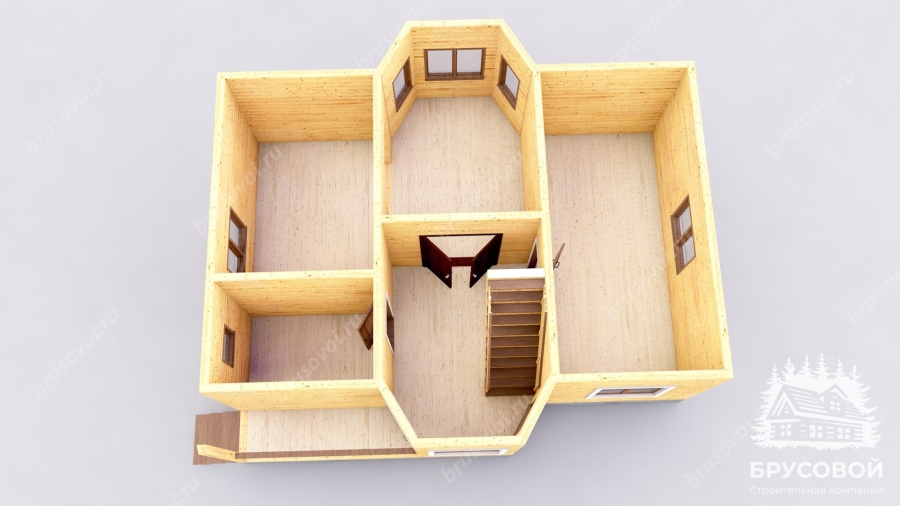 3d План первого этажа проект БРУСОВОЙ №-130