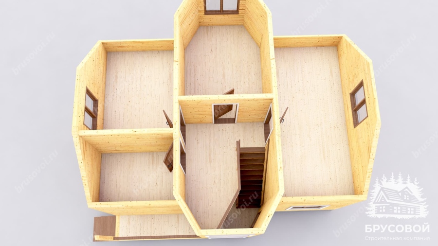 3d План второго этажа проект БРУСОВОЙ №-130