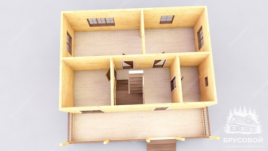 3d План первого этажа проект БРУСОВОЙ №-131