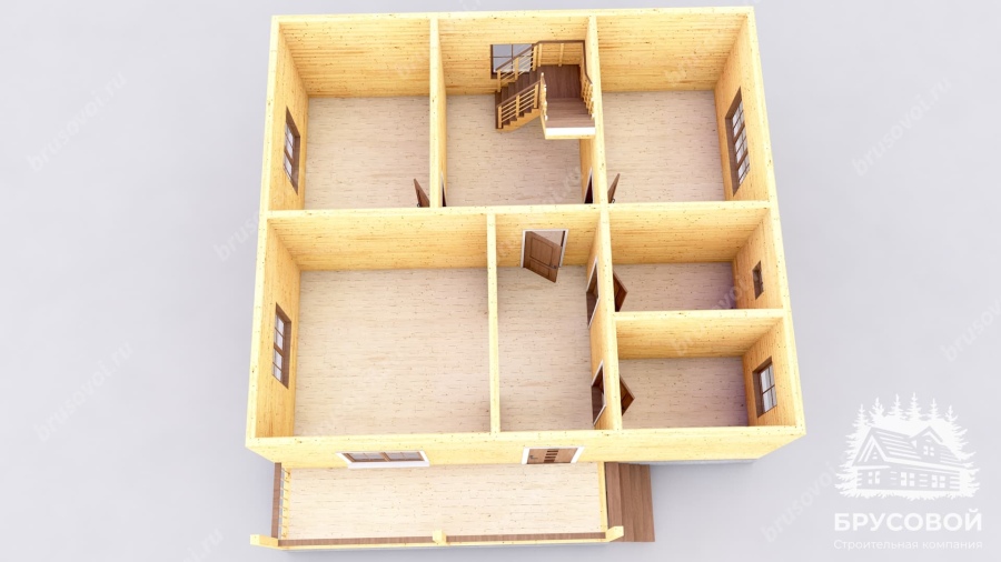 3d План первого этажа проект БРУСОВОЙ №-132