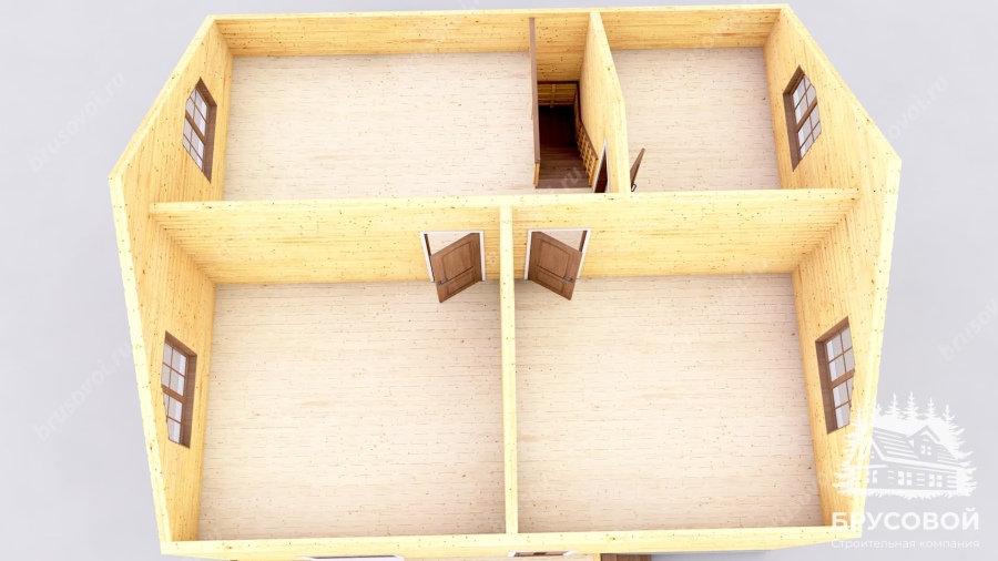 3d План второго этажа проект БРУСОВОЙ №-132