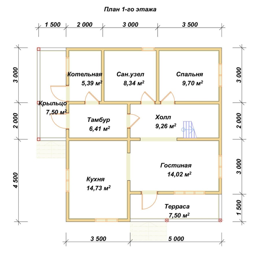 План первого этажа проект БРУСОВОЙ №-134
