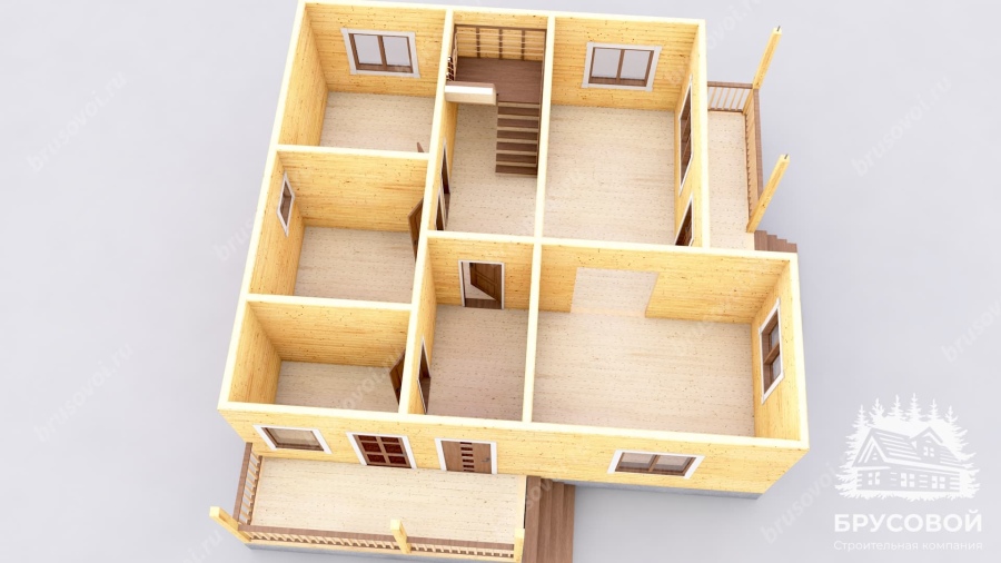 3d План первого этажа проект БРУСОВОЙ №-134