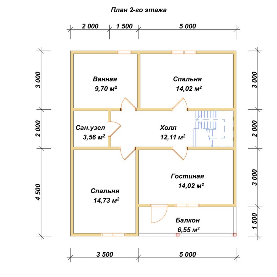 План второго этажа проект БРУСОВОЙ №-134