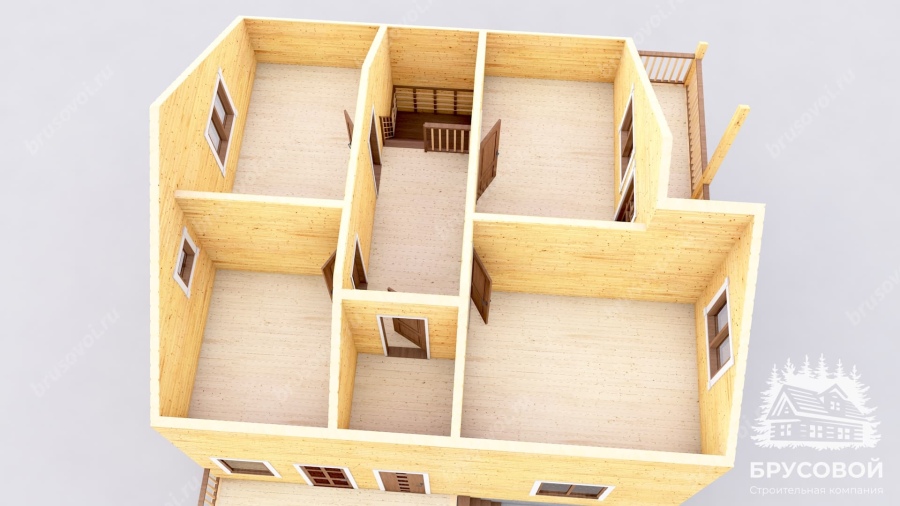 3d План второго этажа проект БРУСОВОЙ №-134