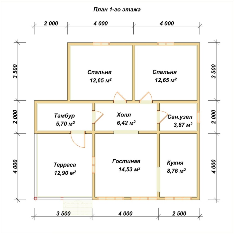 План первого этажа проект БРУСОВОЙ №-135
