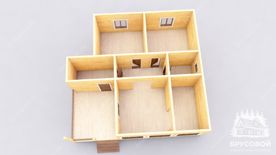 3d План первого этажа проект БРУСОВОЙ №-135