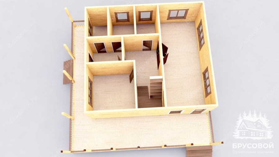 3d План первого этажа проект БРУСОВОЙ №-136