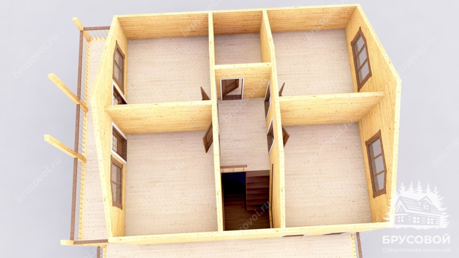 3d План второго этажа проект БРУСОВОЙ №-136