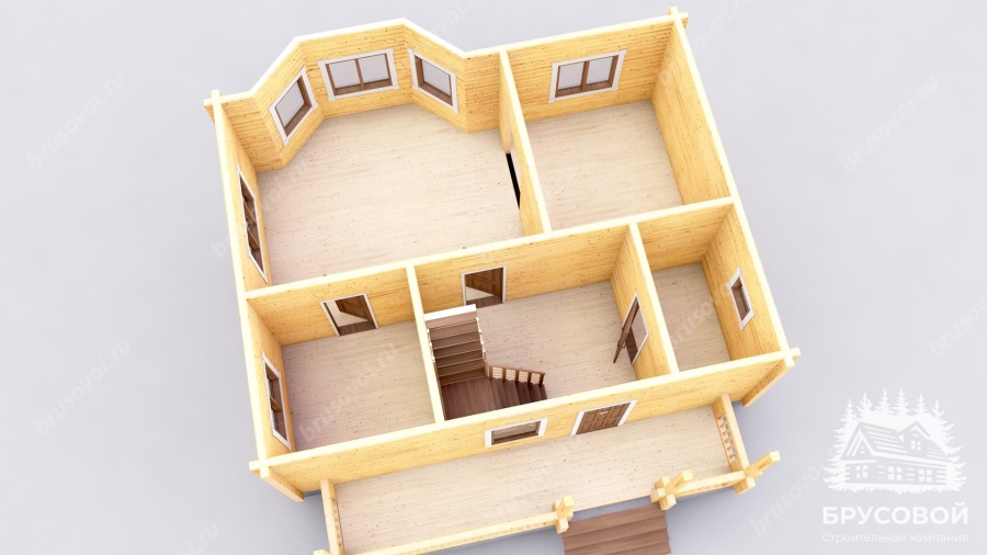 3d План первого этажа проект БРУСОВОЙ №-138