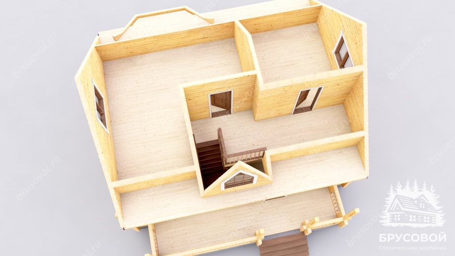 3d План второго этажа проект БРУСОВОЙ №-138