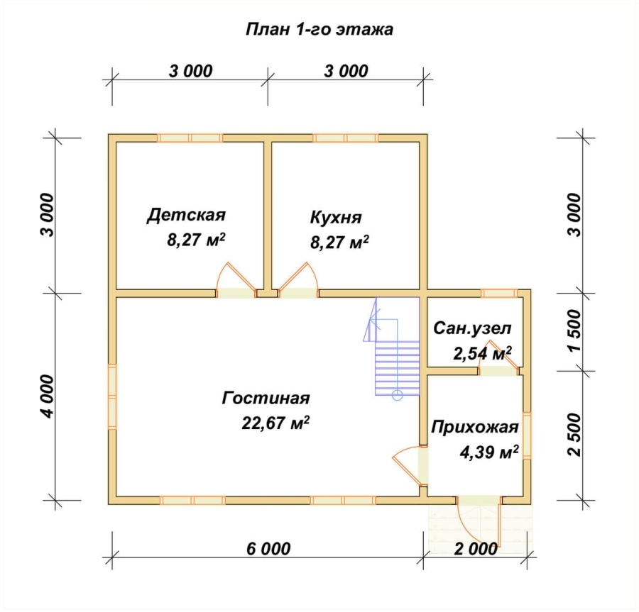 План первого этажа проект БРУСОВОЙ №-14