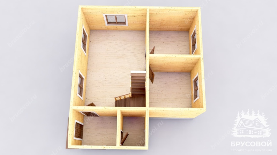 3d План первого этажа проект БРУСОВОЙ №-14