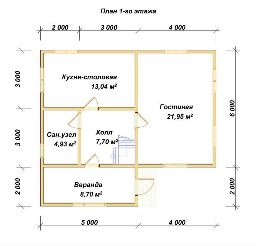 План первого этажа проект БРУСОВОЙ №-140