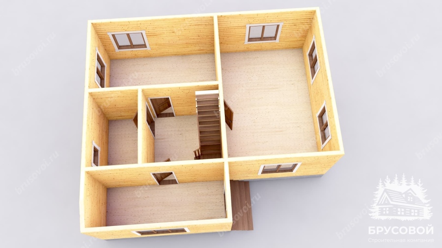 3d План первого этажа проект БРУСОВОЙ №-140