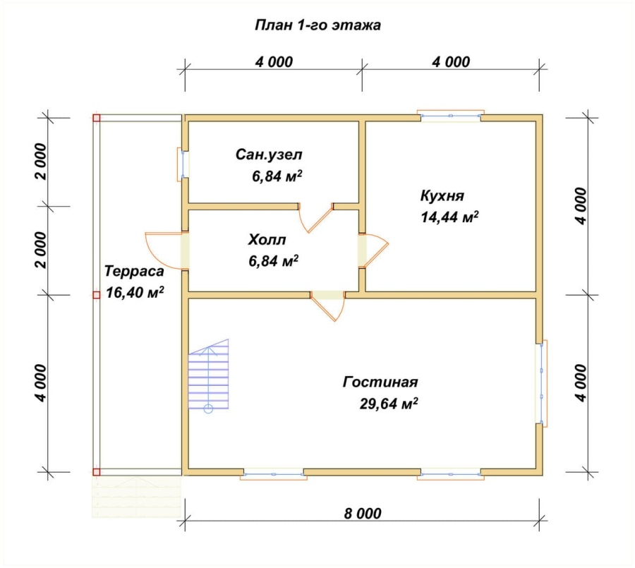 План первого этажа проект БРУСОВОЙ №-142