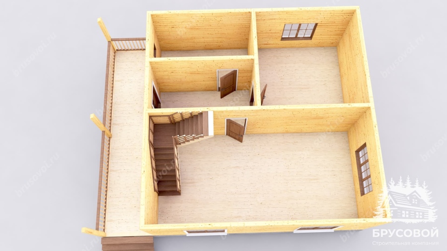 3d План первого этажа проект БРУСОВОЙ №-142