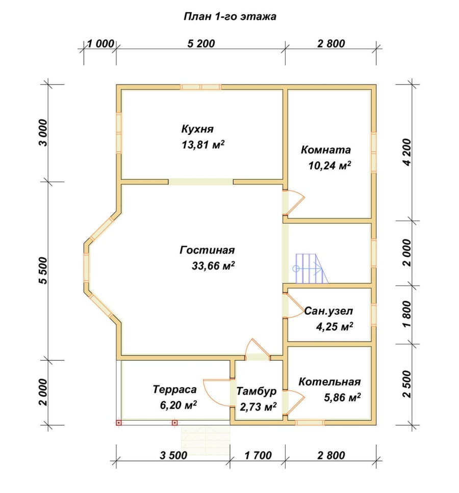 План первого этажа проект БРУСОВОЙ №-143