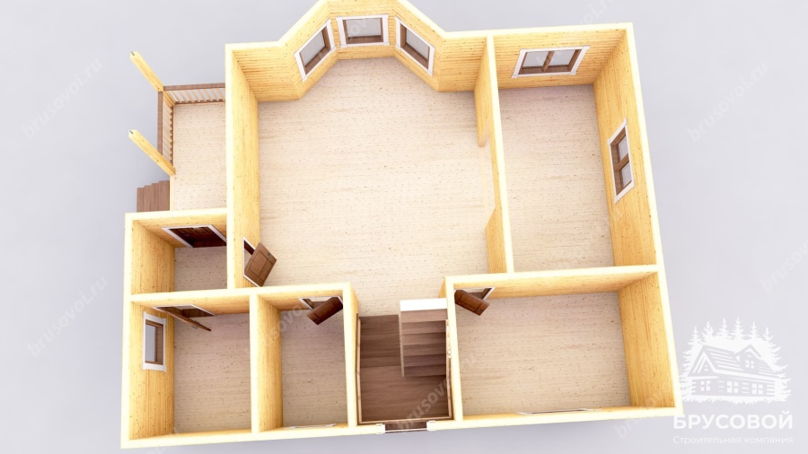 3d План первого этажа проект БРУСОВОЙ №-143