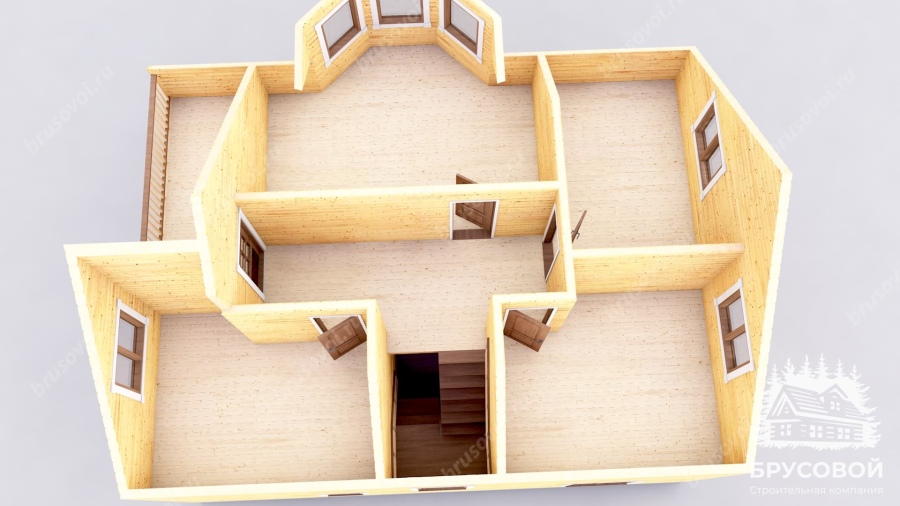 3d План второго этажа проект БРУСОВОЙ №-143