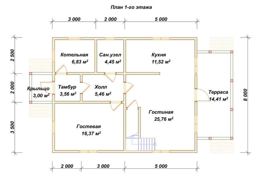 План первого этажа проект БРУСОВОЙ №-144