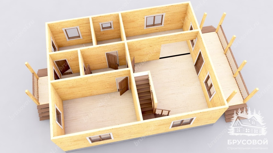 3d План первого этажа проект БРУСОВОЙ №-144