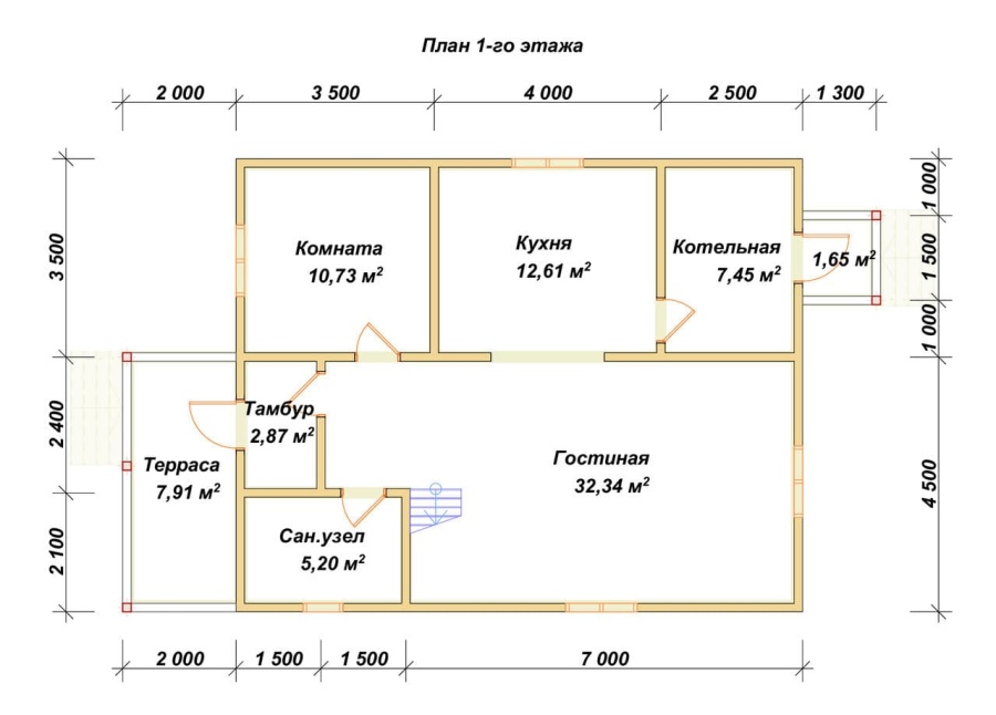 План первого этажа проект БРУСОВОЙ №-145