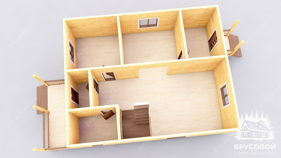 3d План первого этажа проект БРУСОВОЙ №-145