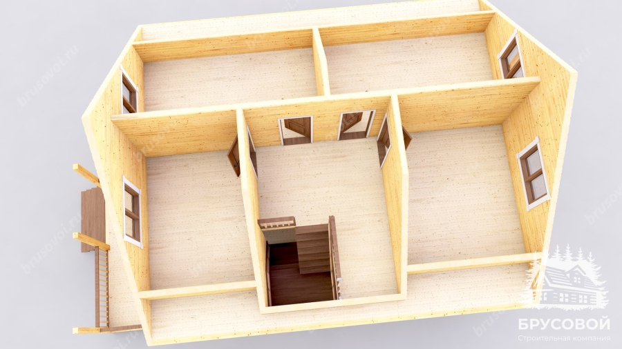 3d План второго этажа проект БРУСОВОЙ №-145