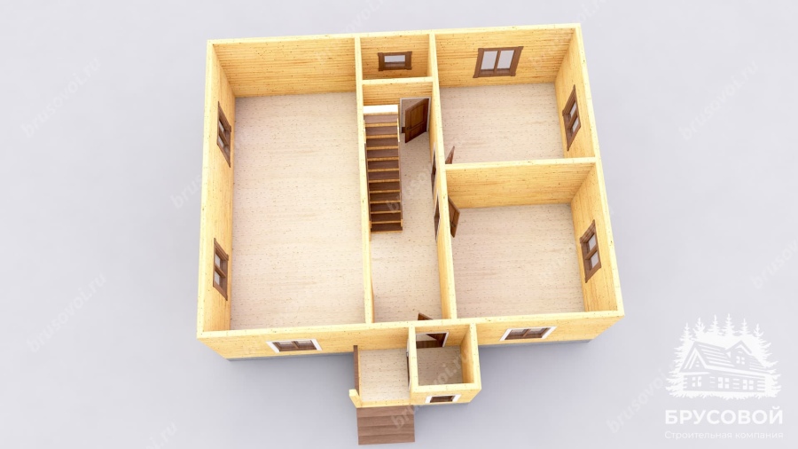 3d План первого этажа проект БРУСОВОЙ №-146