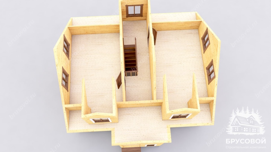 3d План второго этажа проект БРУСОВОЙ №-146