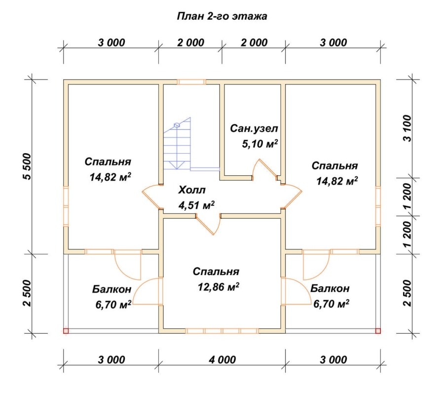 План второго этажа проект БРУСОВОЙ №-149