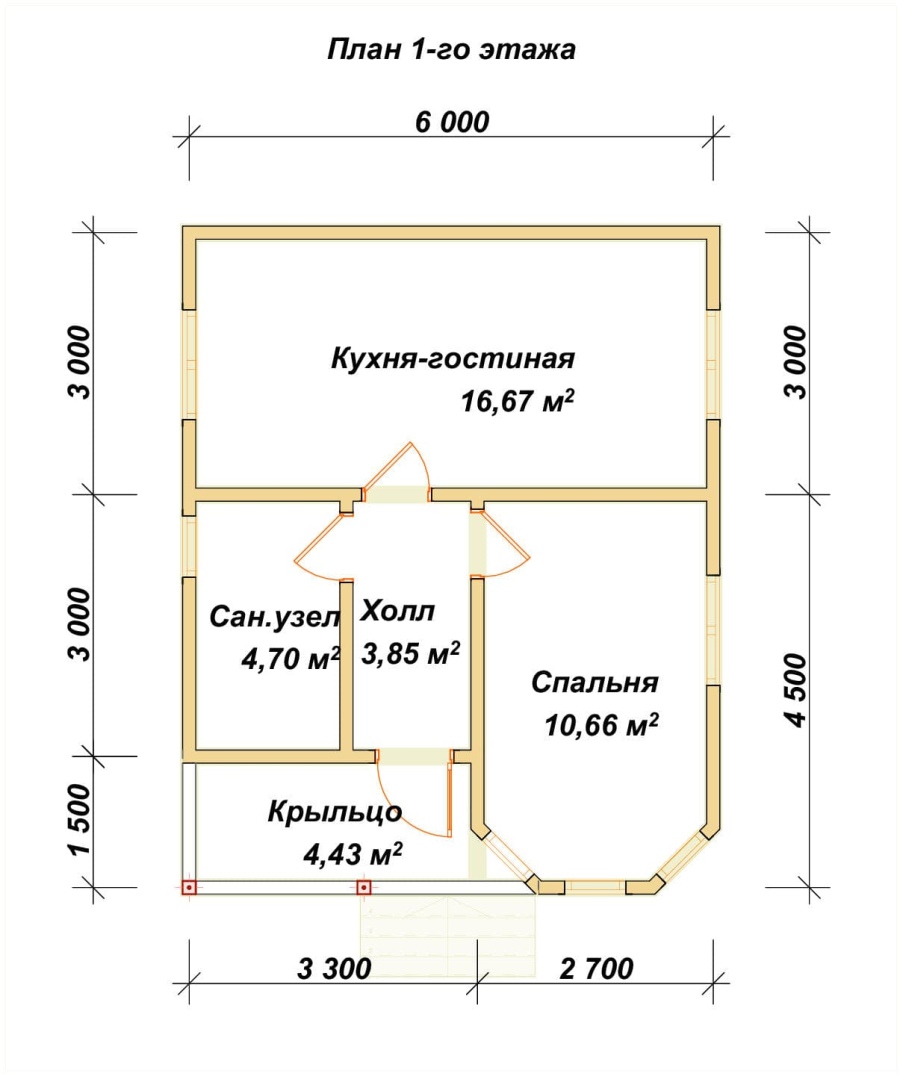 План первого этажа проект БРУСОВОЙ №-15