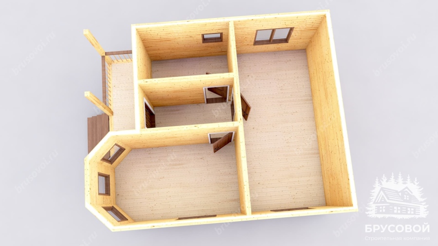 3d План первого этажа проект БРУСОВОЙ №-15