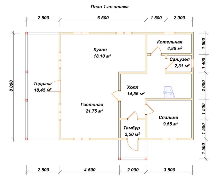 План первого этажа проект БРУСОВОЙ №-150