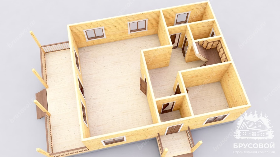 3d План первого этажа проект БРУСОВОЙ №-150