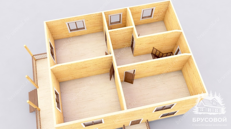 3d План второго этажа проект БРУСОВОЙ №-150