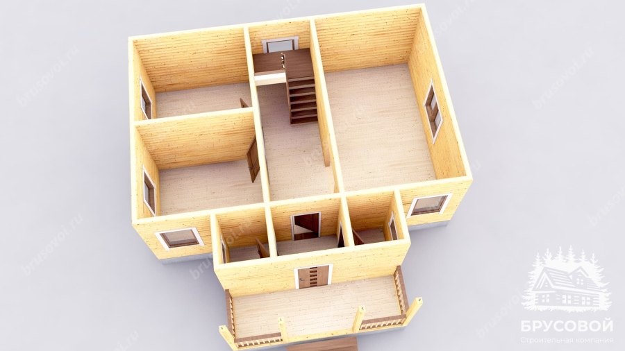 3d План первого этажа проект БРУСОВОЙ №-152