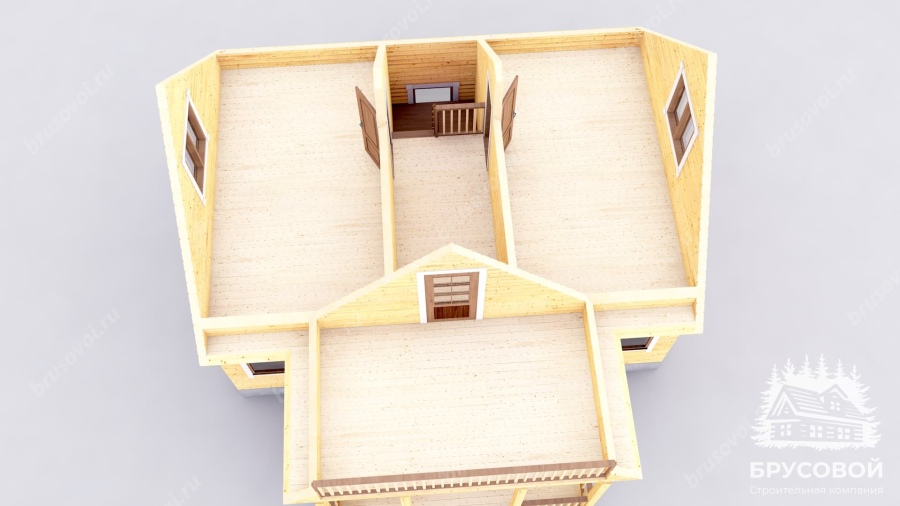 3d План второго этажа проект БРУСОВОЙ №-152